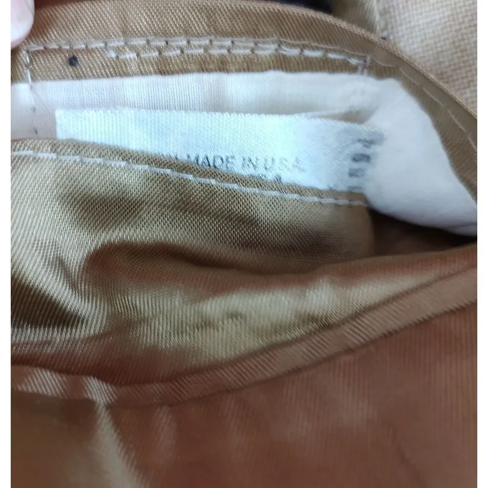 Vintage Tan Hopsack Blazer Mens Gold Crest Button‎ Sport Coat Beige 22.5 Pit